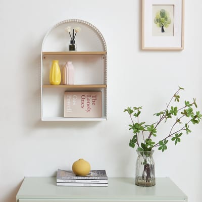 Wandrek Jäller met 3 planken 53x35x14 cm wit en houtkleurig [en.casa]