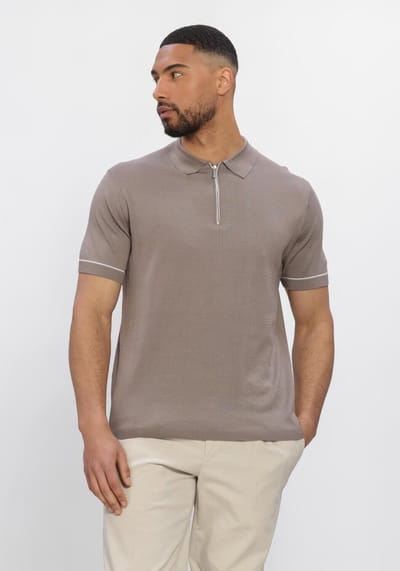 STEFANO LAURAN Polo Bastian Heren - Polo shirt - Taupe - Maat L