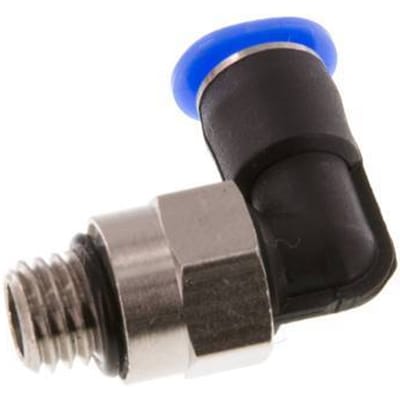 4mm x M 7 90 graden L-verbinding Messing/PBT Insteekfitting Buitendraad Kort Draaibaar Compact Ontwerp NBR [2 Stuks]