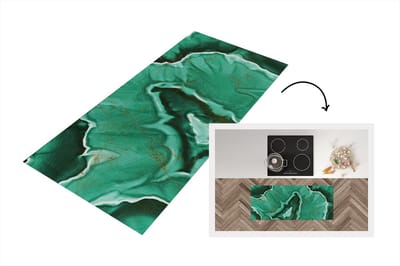 Keukenloper - Loper keuken - Marmer - Aqua - Patronen - 120x50 cm - Keukenloper vinyl