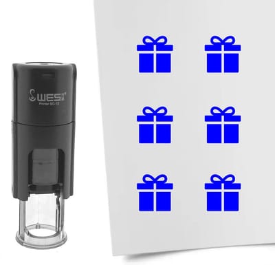 CombiCraft Stempel cadeau 10mm rond blauwe inkt - per 1 stuk