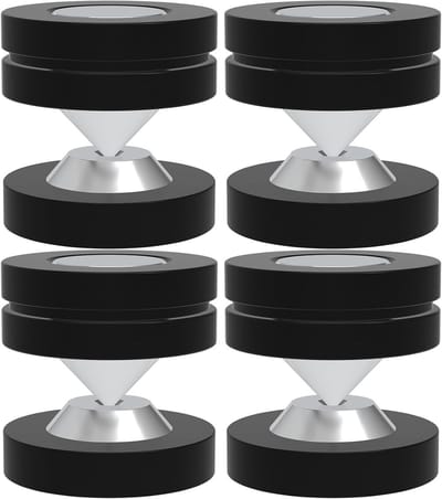 4X HiFi Speaker Spikes 39 x 39mm, Verstelbare Hoogte, Schokabsorberende Pads voor Speakers en Subwoofers