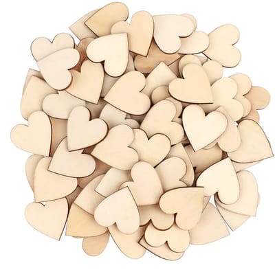 TRANKIELO® - 100 stuks 3 cm houten harten – DIY knutseldecoratie – onbehandeld en duurzaam voor bruiloften en feestdagen