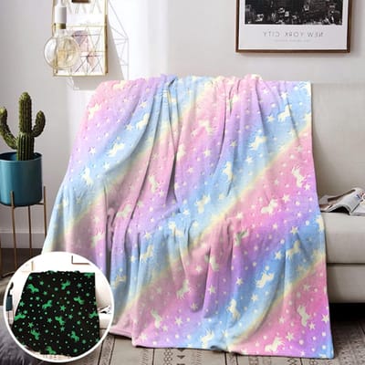 Zachte en Warme Eenhoorn Dekentje voor Kinderen, Lichtgevende Cuddle Blanket, Perfect Cadeau voor Meisjes, 130 x 150 cm