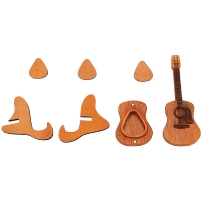 Porte-médiators de guitare Multifonctionnel Boîte de rangement pour médiators de guitare en bois de chêne pour la décoration du salon orange