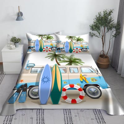 Tropisch Landschap Hoeslakenset Digitaal Print Groene Bladeren Polyester Bed Laken met Kussensloop Beddengoed King Queen Size 160X230cm(2Pcs) gray