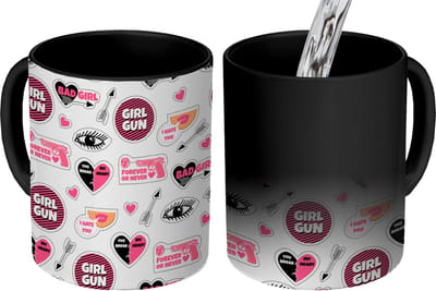 Magische Mok - Foto op Warmte Mokken - Koffiemok - Meisjes - Roze - Hartjes - Design - Magic Mok - Beker - 350 ML - Theemok