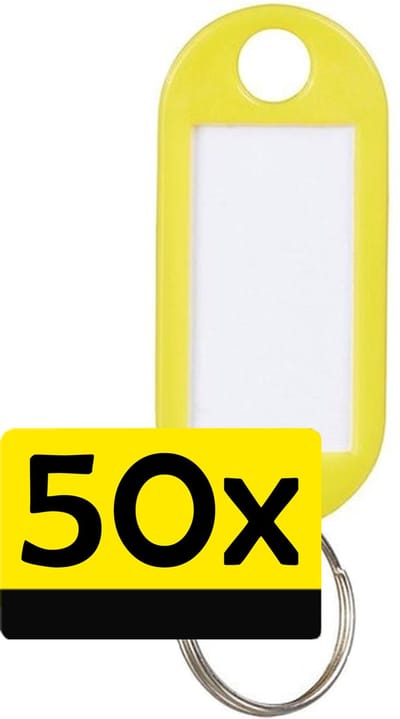Sleutellabels Label Sleutel Sleutelhanger Gekleurde Bagagelabel Sleutelhanger Reislabel - Geel - 50 Stuks
