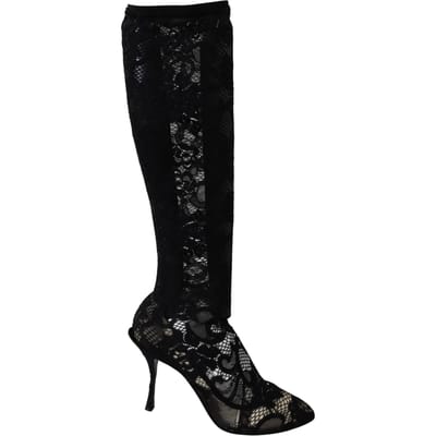 Dolce & Gabbana Vrouwen zwart Taormina Lace Sokken Laarzen Schoenen Pompen
