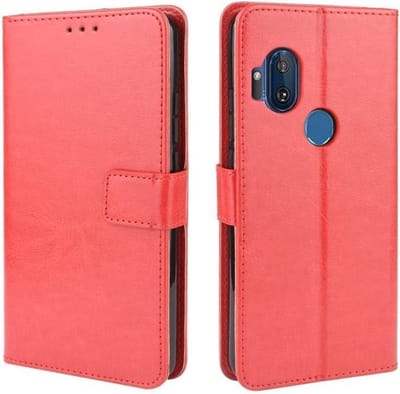 LuxeBass Hoesje geschikt voor Motorola Moto One Hyper hoesje book case rood gsm hoesje - telefoonhoes - telefoonhoesjes