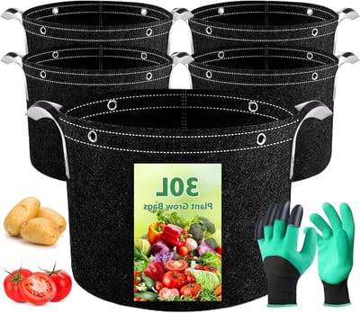 Planten Tassen - Kweekzakken Groei - Planten Kweken - Versterkte Handvatten - 5 stuks 30L - Zwart