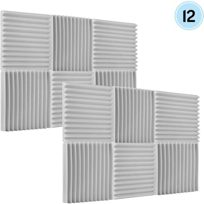Pak van 12 stuks Studio Schuim Geluidsisolatieschuim Geluidsabsorberende Panelen Geluidsdichte Spons 30 * 30 * 2.5cm 12 * 12 * 1in 12PCS lichtgrijze kleur