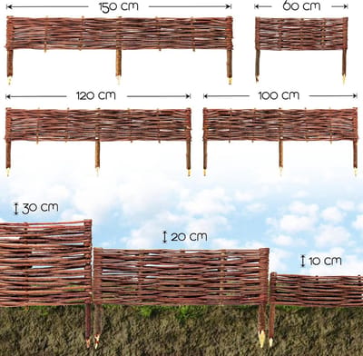 Wilgenhek Tuinrand - Natuurlijke Omranding - Planten Scheiden - Flexibel Natuurproduct - 30 x 60 cm - Natuurlijk Bruin