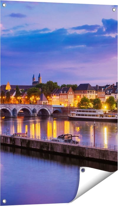 Gards Tuinposter Maastricht Maas Rivier bij de Sint Servaasbrug - 60x90 cm - Tuindoek - Tuindecoratie - Wanddecoratie buiten - Tuinschilderij