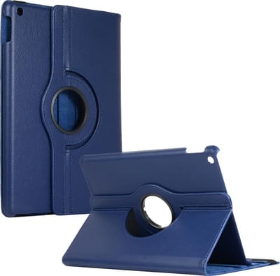 Hoesje - Geschikt voor Apple iPad 7 (2019) - 10.2 inch - 7e Generatie - 360 Graden Hoes - Draaibare Hard Cover Case - Tablethoes Draaibaar - Donkerblauw