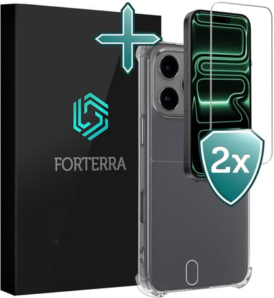 Hoesje Met Screenprotector - 2 stuks - Geschikt voor Apple iPhone 17 Pro - Sterk & Shockproof - Back Cover - Siliconen Case - Telefoon Hoes - Shock Proof - Transparant