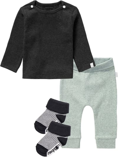 Noppies - kledingset - 3delig - Broek Naura Mint - Shirt Natal Grey - Sokjes - Maat 44
