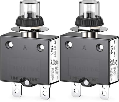 Thermische Veiligheidsschakelaar 15A 125/250VAC - Druktoets Reset met Snelaansluitklemmen - 2 Stuks