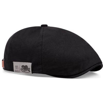 Nouveau Casquette Béret Mode Hip Hop Lin Vintage Homme Uni Étiquette Latérale 1973 Chapeau Femme Bonnet Vintage Style Foule Béret Soleil black
