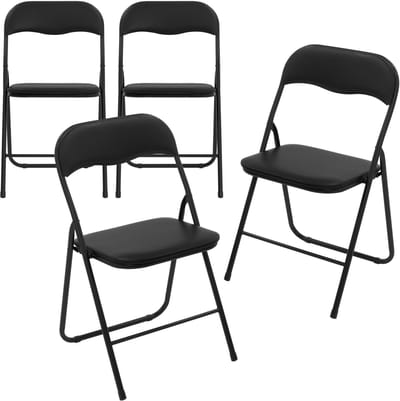 Set van 4 balkonstoelen Opvouwbaar zwart PU leren bekleding Bistrostoel Tuinstoel