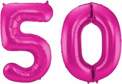 50 jaar verjaardag - Folie ballon cijfers - roze - 88 cm - versiering - feestartikelen
