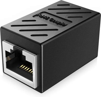 Ibley LAN netwerk internetkabel koppelstuk zwart - RJ45 verlengstuk - UTP kabel koppelstuk - Ethernet female to female adapter - 10/100/1000/2500/10000 Mbps - CAT6A
