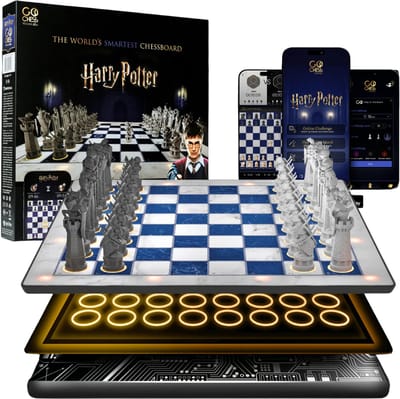 GoChess Wizard - Harry Potter Schaakspel - Slim Elektronisch Schaakbord met App – AI Schaakcomputer & Online Multiplayer – 32 Niveau’s – LED Coaching – Oplaadbaar & Bluetooth – Inclusief Schaakstukken