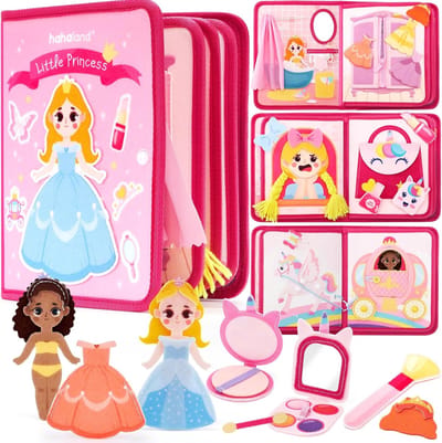 Daity Montessori Busy Board voor Meisjes 3-5 Jaar – Prinses Activiteitenboek, Sensorisch Speelgoed voor Fijne Motoriek, Rustig Reisspeelgoed