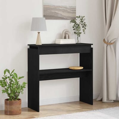 vidaXL - Wandtafel - Zwart - Eiken - 80 - x - 30 - x - 80 - cm - Bewerkt - hout
