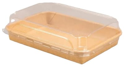 50x Sushi tray karton + deksel 185mm x 130mm x 25mm Kraft - food dinner vis themafeest party
