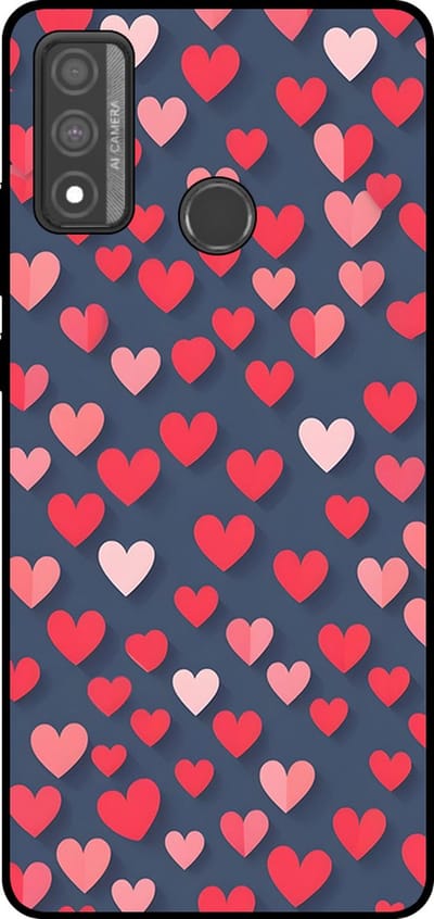 Smartphonica Telefoonhoesje Geschikt voor Huawei P Smart (2020) met Roze en Rode Hartjes Opdruk - TPU Backcover Case With Rosé and Red Heart Design geschikt voor Huawei P Smart (2020)