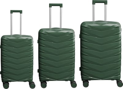 Nicomar Travelmaster 3 delige kofferset L, M, S Groene kleur harde koffers met dubbele licht rollende spinwielen cijferslot 3x Hardcase koffer groen