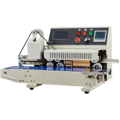 Continue Zak Band Verzegelmachine, 6-12 mm Verzegelbreedte, Horizontale Band Sealer Machine met Inktprinten, Temp & Snelheid Instelbaar, Commerciële Hitte