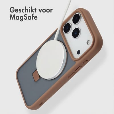 Accezz Hoesje - Geschikt voor Apple iPhone 17 Pro - Ring Stand Backcover geschikt voor MagSafe - Bruin