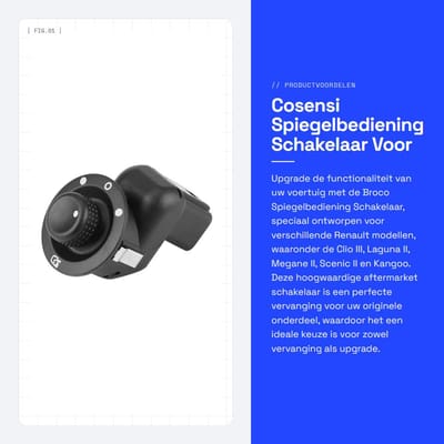 Dailygoods - Spiegelbediening Schakelaar - Voor Clio III en Megane II - Betrouwbare bediening - Geschikt voor Scenic II - Hoogwaardige kwaliteit - Voo...