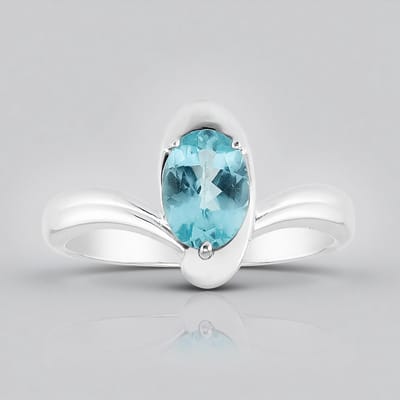 Cavill - Blauwe Apatiet Ring 0,64 ct - 925 Sterling Zilver Palladium - Ovaal Slijpsel - Moderne Elegante Damesring - Madagaskar