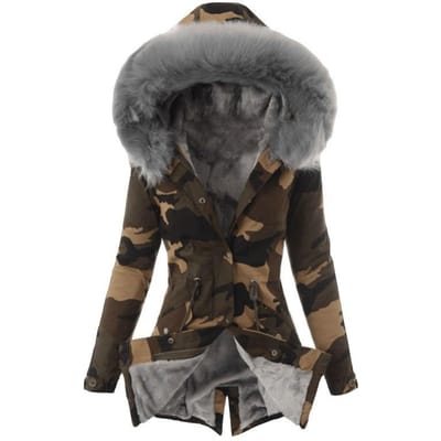 Jas Warme Katoen-gevoerde Jas Grote Maat Katoen-gevoerde Jas Capuchon Camouflage Katoen-gevoerde Jas Dames Katoen-gevoerde Jas XXXL black