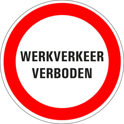 Werkverkeer verboden sticker 100 mm