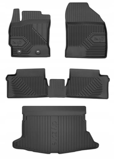 Frogum Voordeelset - Automatenset No.77 + Dry Zone Kofferbakmat - Geschikt voor Toyota Auris II Hatchback (2012-2018) - Zonder verstelbare laadvloer - TPE Rubber - Zwart