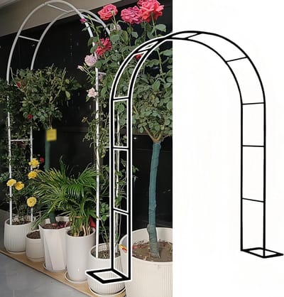 Metalen Tuinboog - Rozenboog Pergola - Decoratie Buiten - Versterkt IJzer - 220 cm Hoog - Zwart