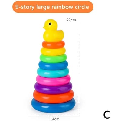 Puzzle Développement Bébé Arc-en-ciel Tour à Empiler Jeux Idéal pour Bébés 0-3 ans Anneaux de Couleur Tasses Jouet Enfants Tout-petit