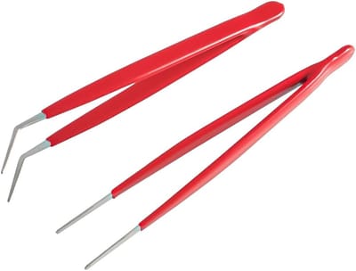 Pincet Set - Precisie Tangen - Fijne Werkzaamheden - Gehard Staal PVC Grip - 145 mm