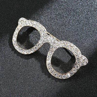 Koreaanse brillen, kristallen strass broche, herenpak, overhemd, luxe broches, sjaal, corsage, reversspelden, mode sieraden, cadeaus gray