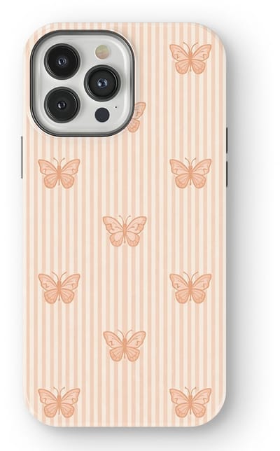 DripCase Hoesje geschikt voor iPhone 13 Pro Max | Happy Stripes Motief | Magnetisch Opladen | 2-in-1 Ontwerp | Vrolijke Backcover geschikt voor iPhone 13 Pro Max Blush Butterfly