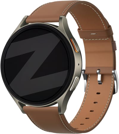 Bandz Lederen band 'easy fit' 22mm - geschikt voor Polar Vantage M / V3 / Grit X - Amazfit GTR 2/3/4 - Xiaomi Watch S1 / S3 / S4 / Mi Watch / Watch 2 (Pro) - Huawei Watch GT 1/2/3/4/5 - 46mm - OnePlus Watch 1/2/3 (bruin)