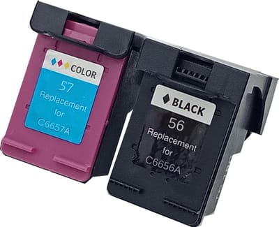 KATRIZ® huismerk inkt 1x HP56 Zwart + 1x HP57 Kleur (2stuks) | (C6656A+C6657A)-HP Copier 410 HP DeskJet 410C HP DeskJet 450 HP DeskJet 450C HP DeskJet 450CBI HP DeskJet 450CI HP DeskJet 450WBT HP DeskJet 5100 HP DeskJet 5145 HP DeskJet 5150...