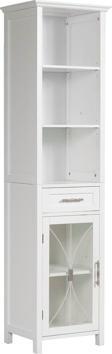 Teamson Home Badkamerkast - Delaney Hoog Staand Houten Kastje Met Lade en 3 Planken - Wit