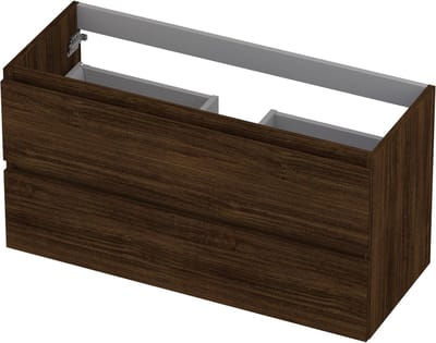 INK® wastafelonderkast 2 laden greeploos met houten keerlijst 100x40x52cm, koper eiken