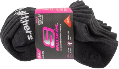 Skechers 6pk Girls Cotton Ns Socks, Unisex, Zwart, Sokken, maat: 27,5-35,5