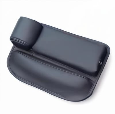 Dutchers® Auto Organizer - Zwart - Voor tussen stoel en middenconsole - Met bekerhouder - Gat voor laadsnoer - Opbergen auto - Chic design - Gapfiller autostoel - Auto accessoires -